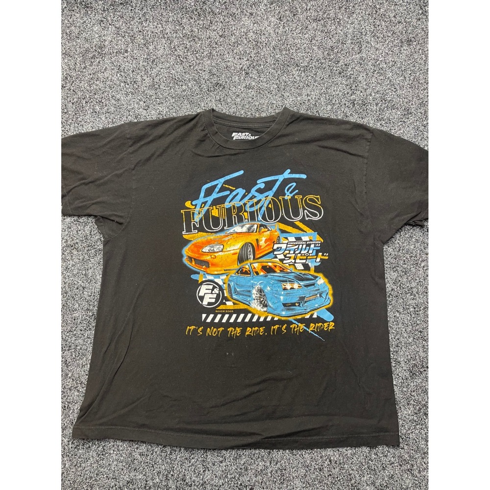 Fast & Furious Mens 2XL Black Graphic T-Shirt Supra Skyline Car Movie Tee